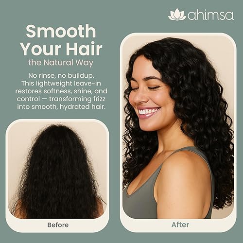 Miniatura 5 de Ahimsa Acondicionador hidratante sin enjuague para cabello seco, acondicionador hidratante para cabello dañado, ondulado, rizado o tratado con