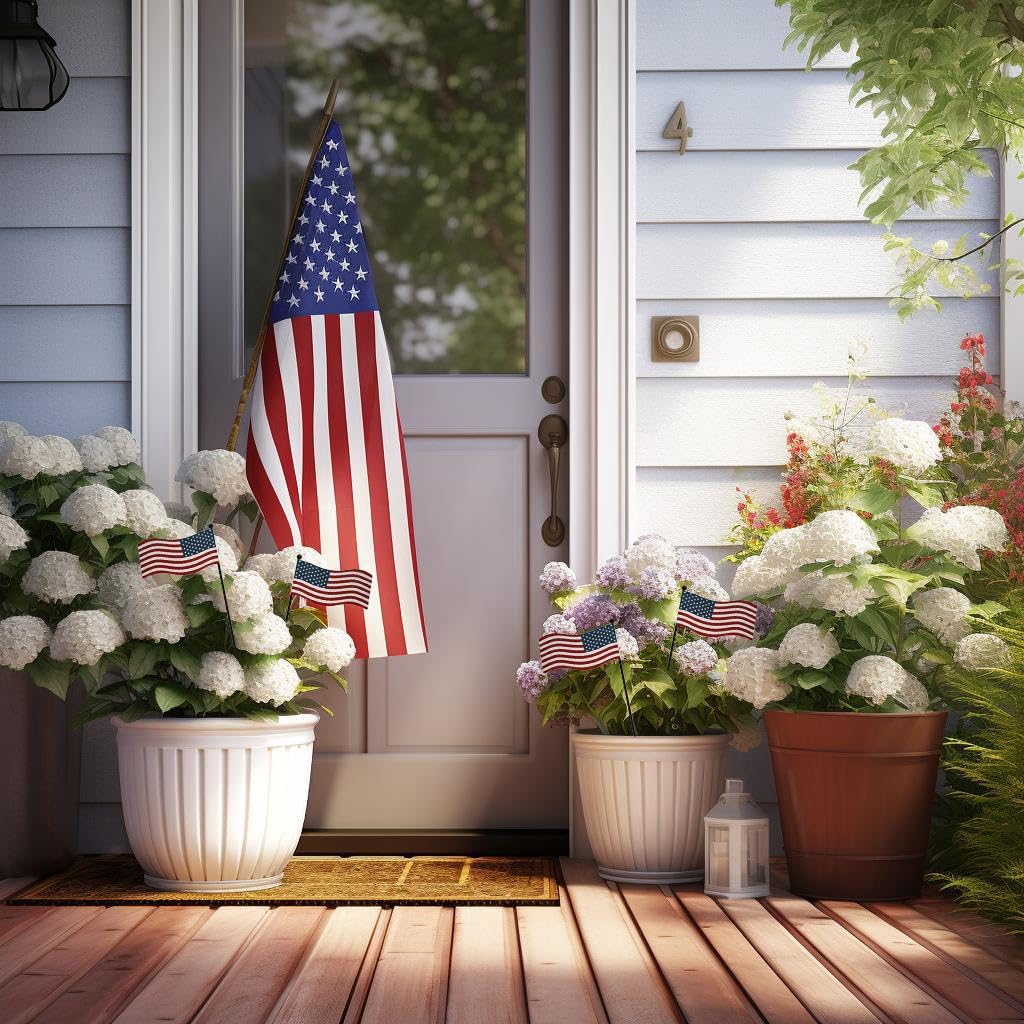 4pcs 13" H Metal American Flag Garden Stake Patriotic President Yard Signs Star&Stripes for Garden Lawn Patio Plant Pot Memorial Day 4th of July Independence Day Election Day Veterans Day Party Decor
