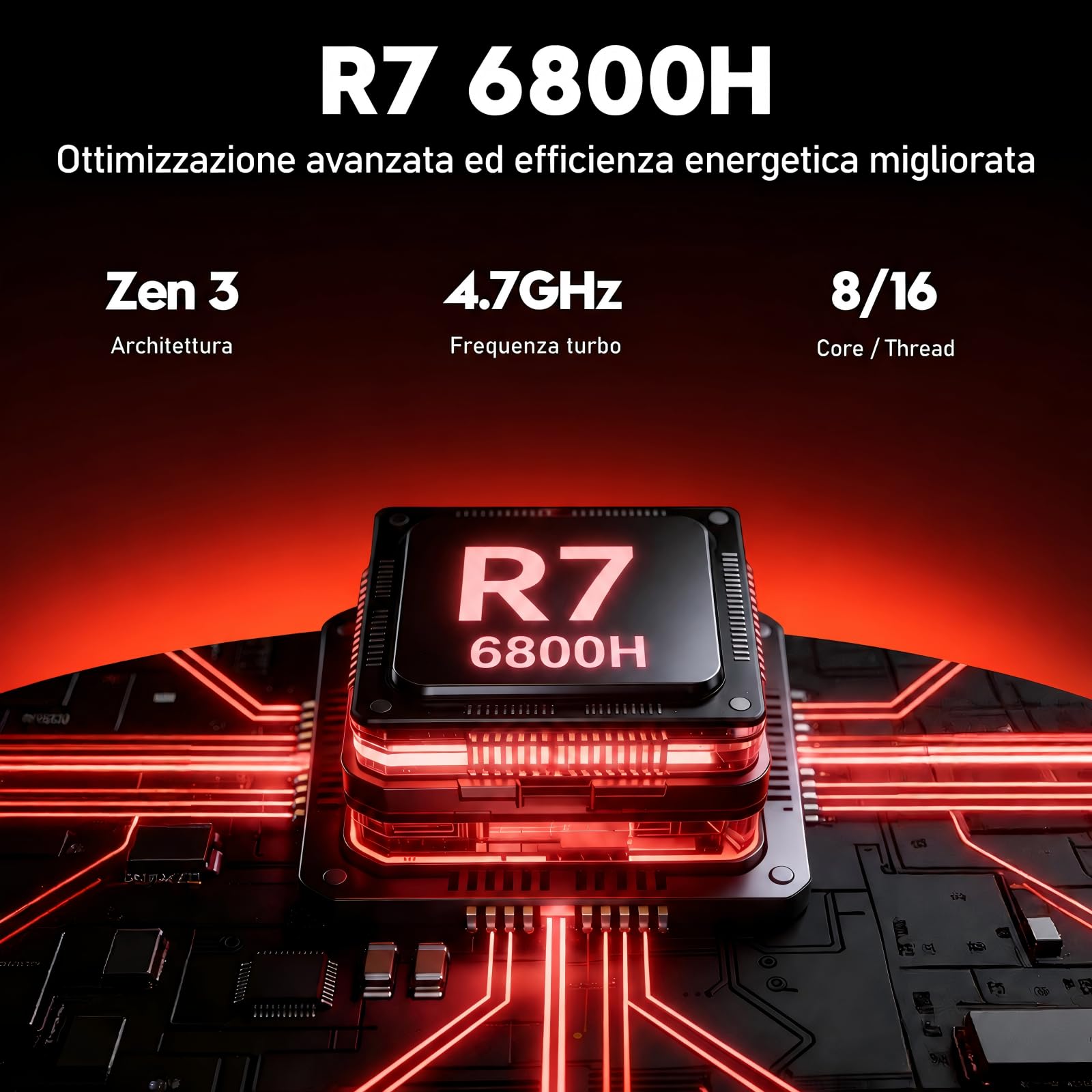 PC Portatile Gaming 15,6" R7 6800H, 32GB RAM, 1TB SSD, FHD, Win 11