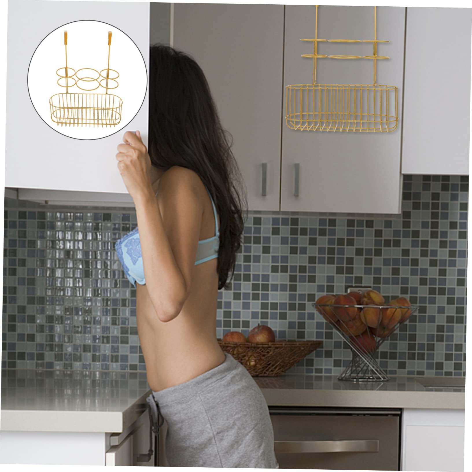 PRETYZOOM Porta Asciugacapelli da Muro in Ferro Dorato Design Multiplo per Ripiano e Canale Aria, Mensola per Accessori da Bagno e Stanza da Dormire