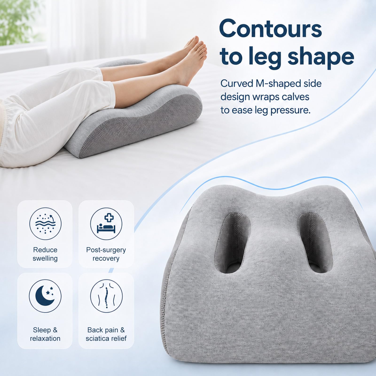 Cuscino per gambe da sollevare, cuscino di supporto per le gambe dopo operazioni, cuscino traspirante in memory foam per gambe e ginocchia, cuscino di supporto per gambe e ginocchia, cuscino di