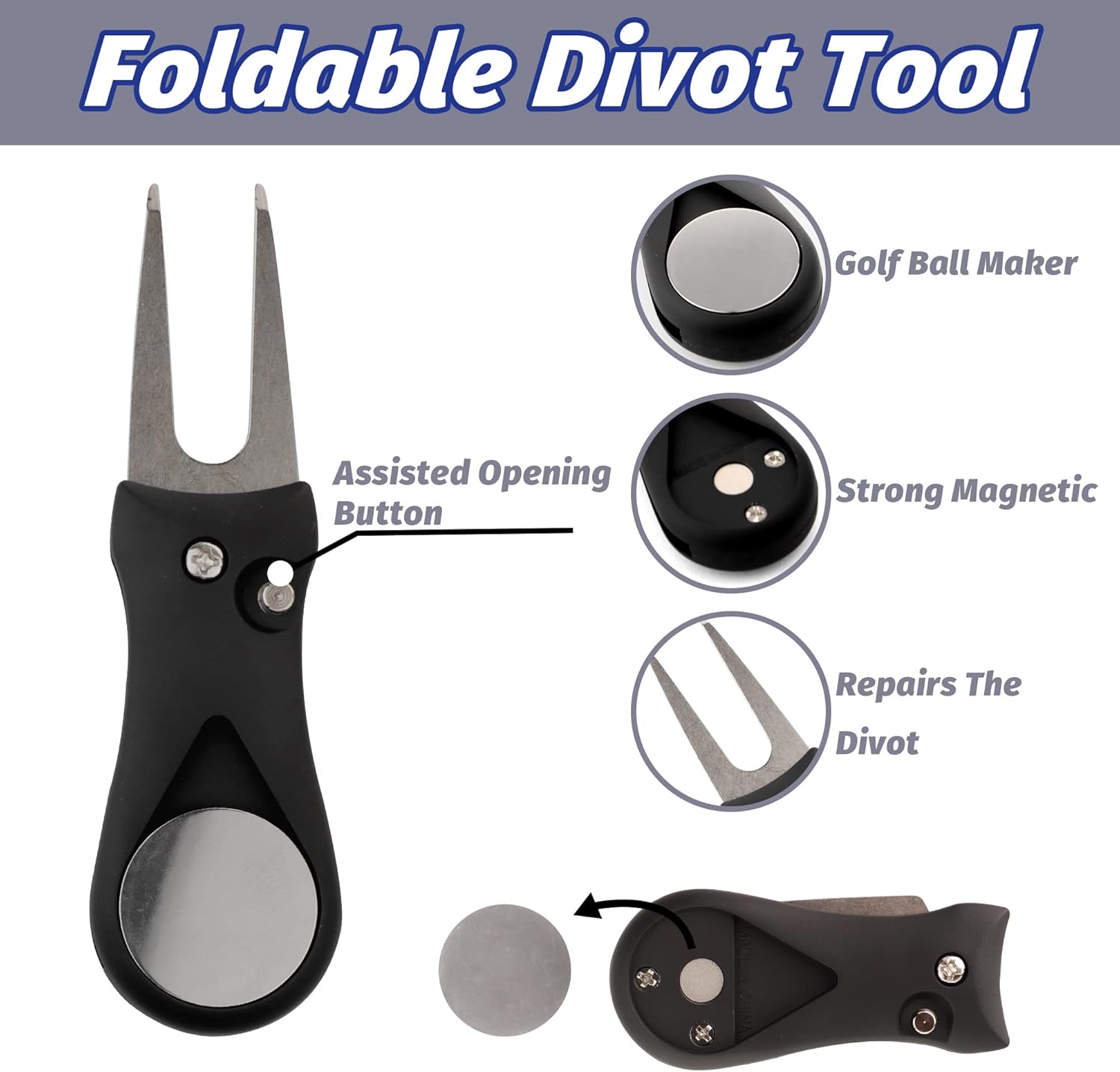 Golf Accessories Kit - Microfiber Waffle Pattern Golf Towel with Clip, Club Brush Groove Cleaner & Clip, Divot Tool with Marker - For Men & Women - Image 4