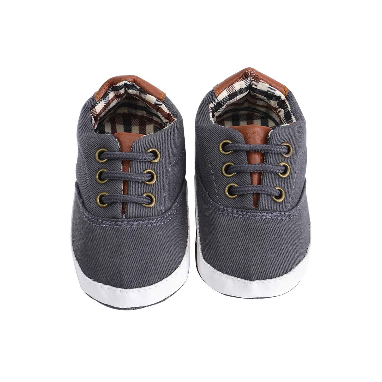 Boy School Canvas Sneakers First Walking Shoes for Toddler/Little Kid Prewalker Shoes with Full Non-Slip Silicone Sole Suitable for 6-18 Months Infant Toddler Slip-on Magic Tape