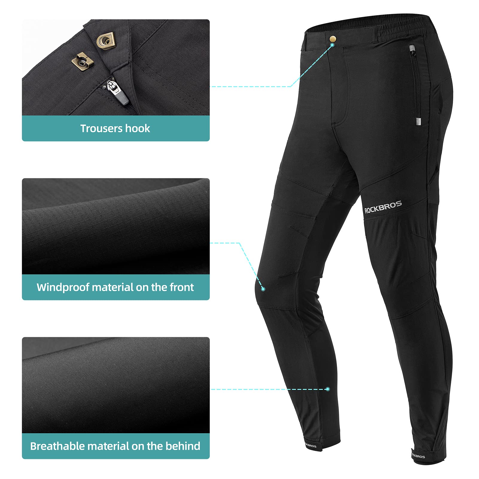 ROCKBROS Pantaloni da Ciclismo Sportivi Traspiranti 2 in 1 + Mutande da Ciclismo con Imbottitura Asciugatura Rapida per MTB Bici Campeggio, in Primavera/Esetate/Autunno Unisex M-4XL