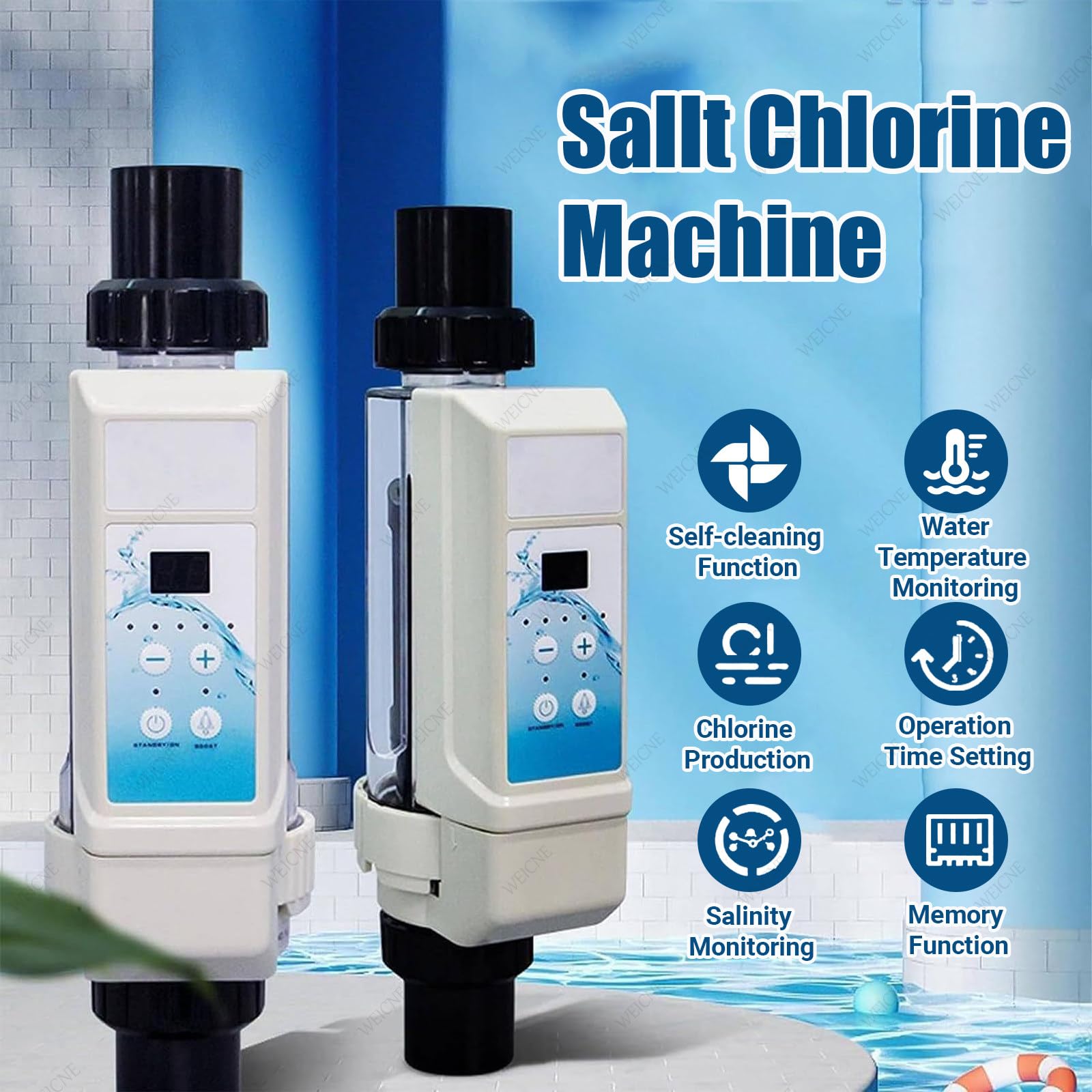 Électrolyseur Au Sel pour Piscine, Chlorateur Au Sel avec Indicateur De Salinité, Système pour Piscine Au Sel, 8/12/16/20 G/H EC20