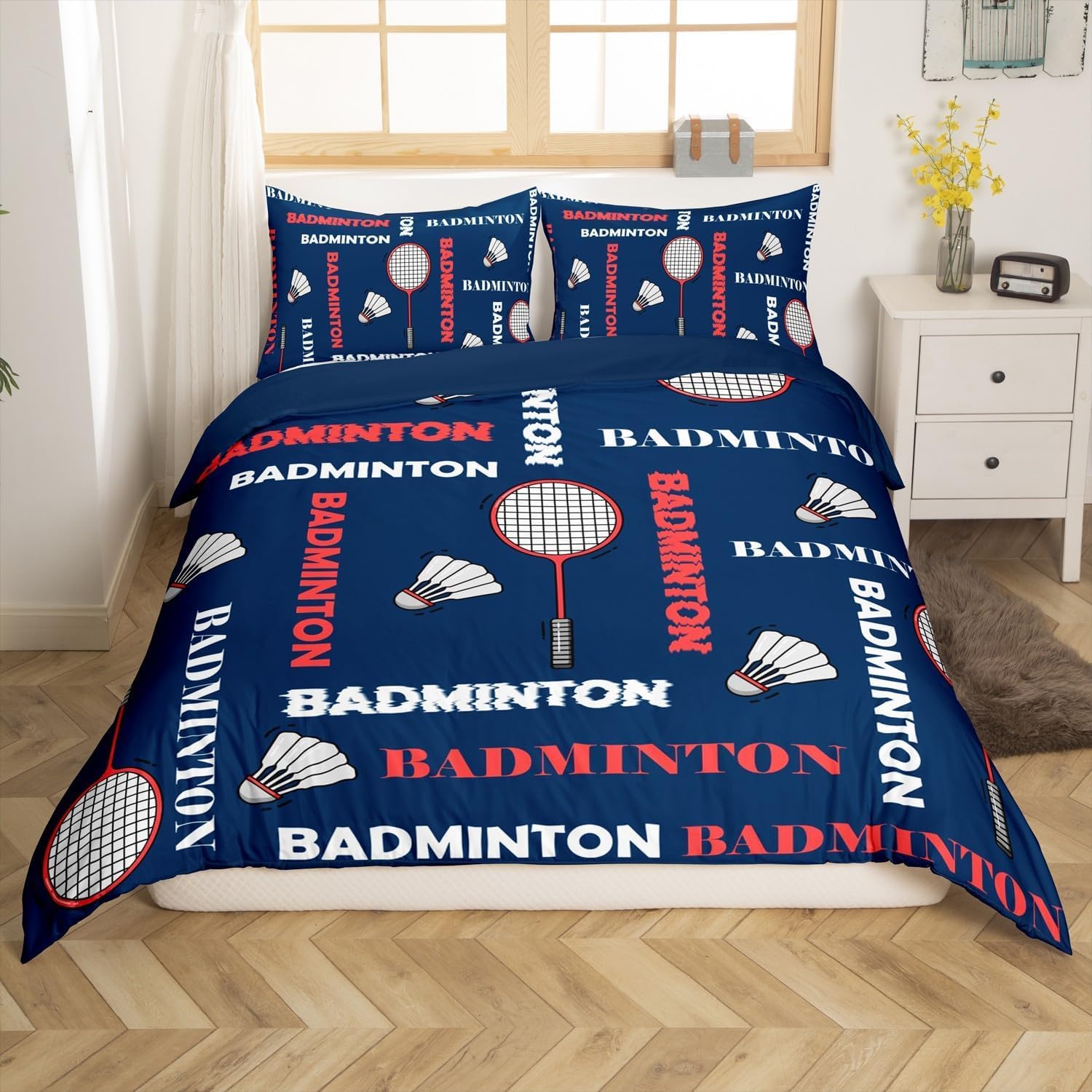 Poszwa na kołdrę Badminton 150 3 szt. - 3D Piłka sportowa poszwa na kołdrę 240 x 220 cm, 2 poszewki na poduszki z mikrofibry lekka i wygodna pościel, łatwa pielęgnacja M/1063