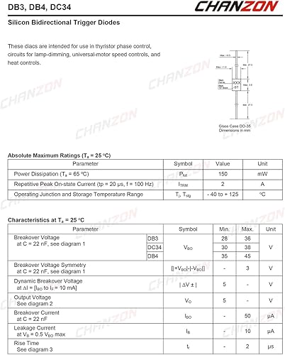 Miniatura 6 de Paquete de 50 diodos rectificadores Chanzon 1N5408 3A 1000V DO-201AD (DO-27) Axial 5408 IN5408 3 Amp 1000 V diodos electrónicos de silicona