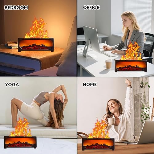 Miniatura 8 de Difusor de aroma de chimenea de 15.2 fl oz con control remoto y apagado automático, difusor ultrasónico de llama para chimenea, difusor de aceite