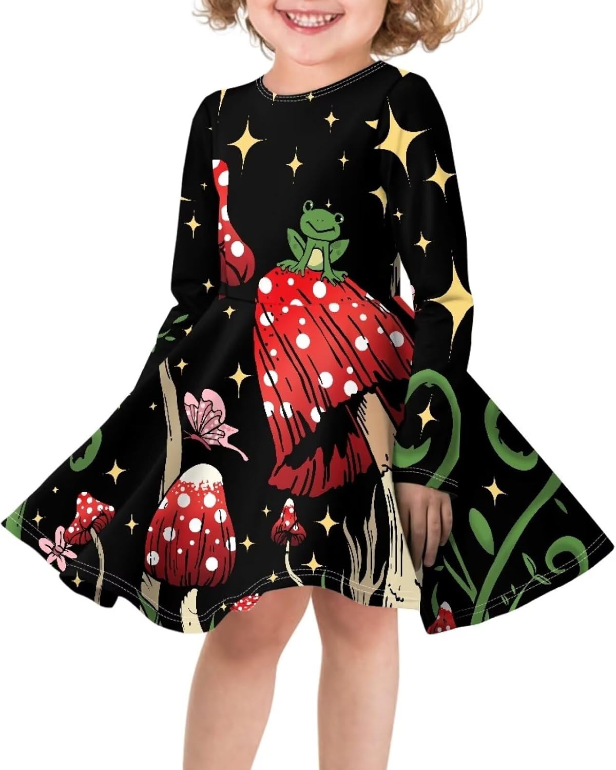 Cute Long Sleeve Dresses for Girls Size 3-16 Knee Length Dresses Girls Skater Dress for Casual Winter