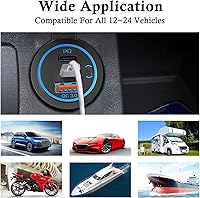 Vista 7 de Enchufe de cargador USB C de 3 puertos USB C de 12 V/24 V, doble 20 W PD tipo C y 18 W QC 3.0 con interruptor de botón para automóvil, barco