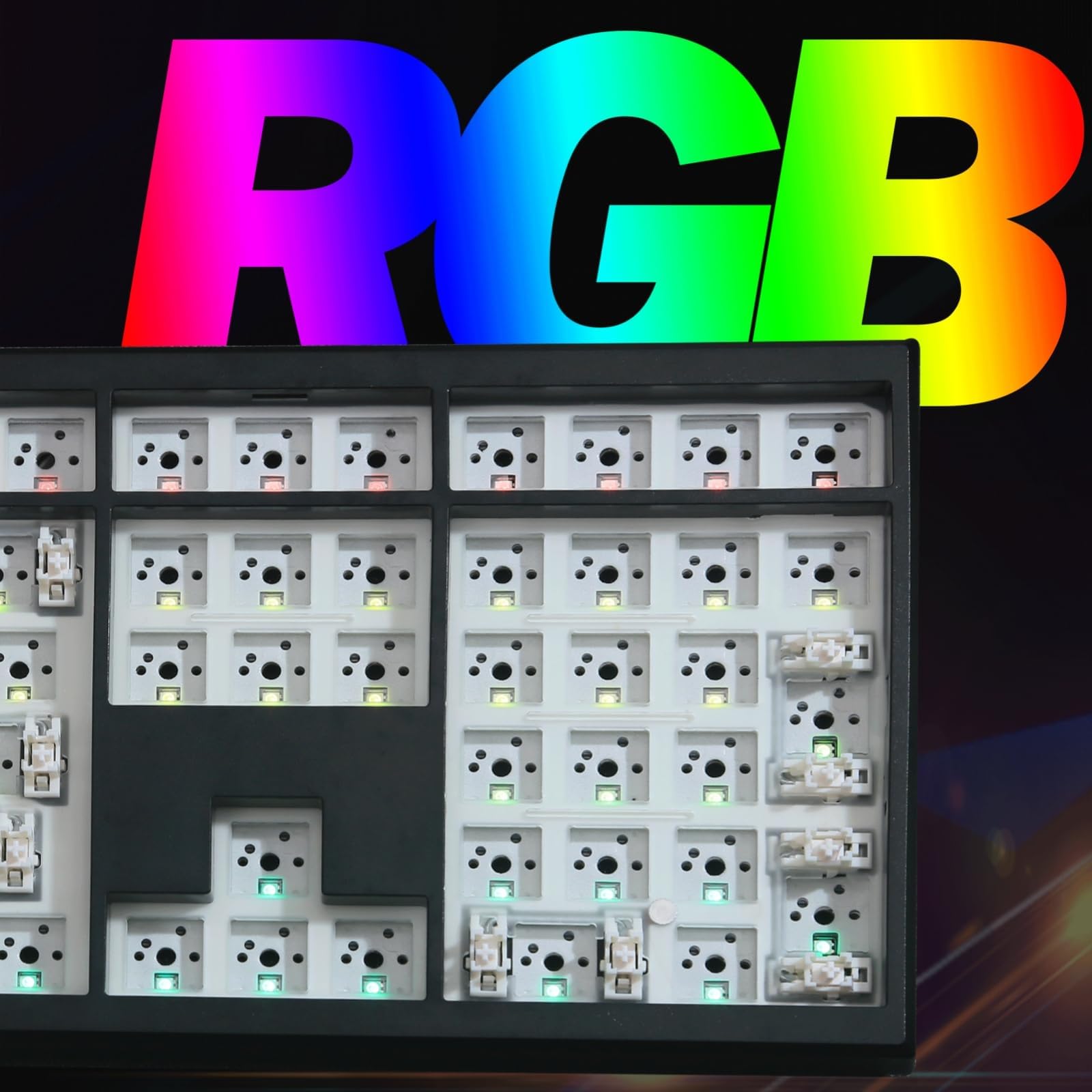 BOYI GMK108 - Kit de teclado Barebones, VIA/QMK con junta programable BT5.0/2.4GHz/Type-C con cable RGB retroiluminado de tamaño completo, kit de teclado mecánico de intercambio en caliente (negro)