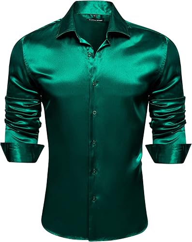 Barry.Wang Camisas de vestir sólidas de manga larga para hombre, camisa formal, cuello alfiler, multicolor, negocios, casual, camisas con botones