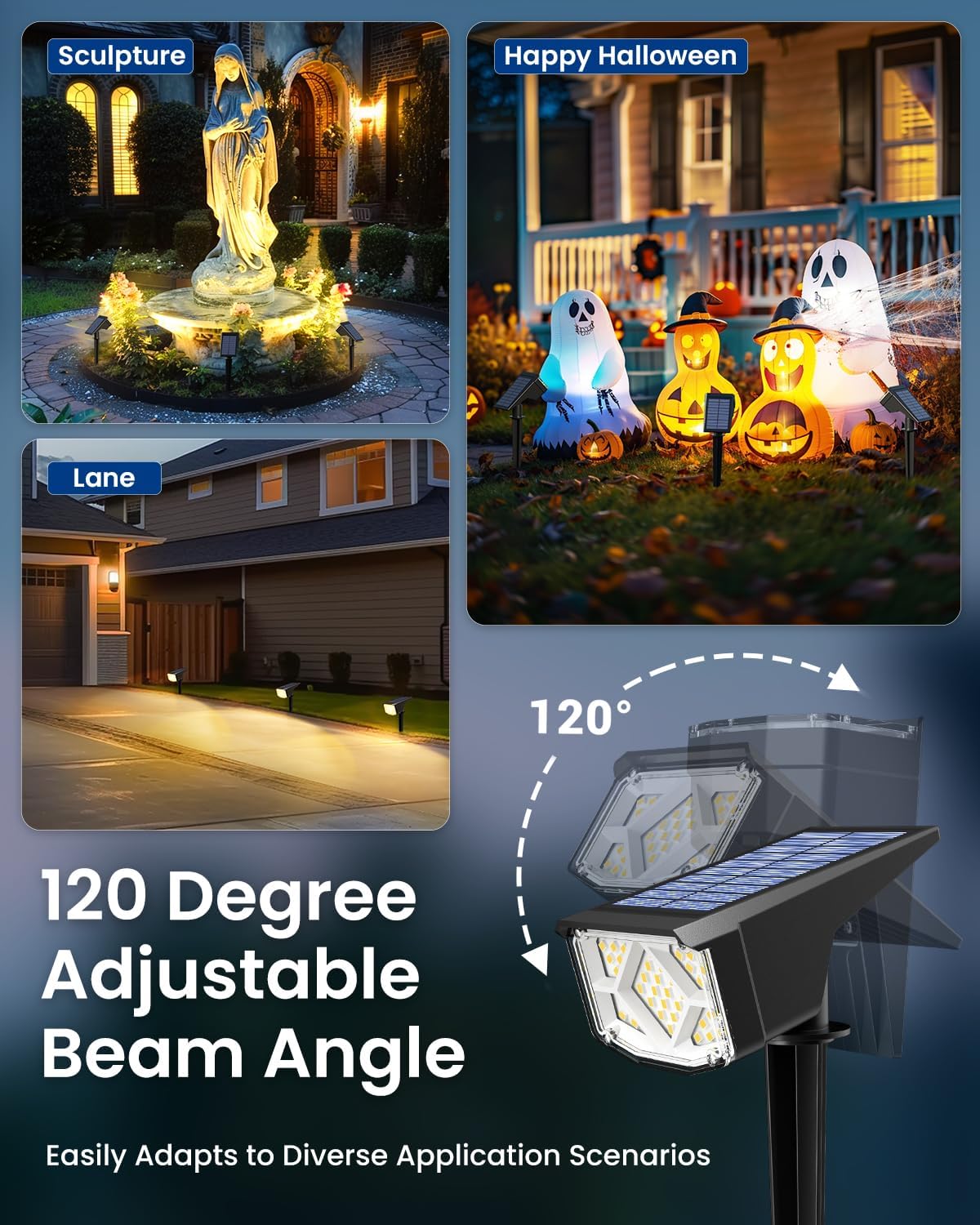 SOLPEX Solar Spot Lights Outdoor Waterproof IP65, Landscape Spotlights Outdoor, Compact Design Spot Lights, Solar Powered Flood Lights for Garden Yard Pathway House Tree Outside, 10 Pack, Warm White