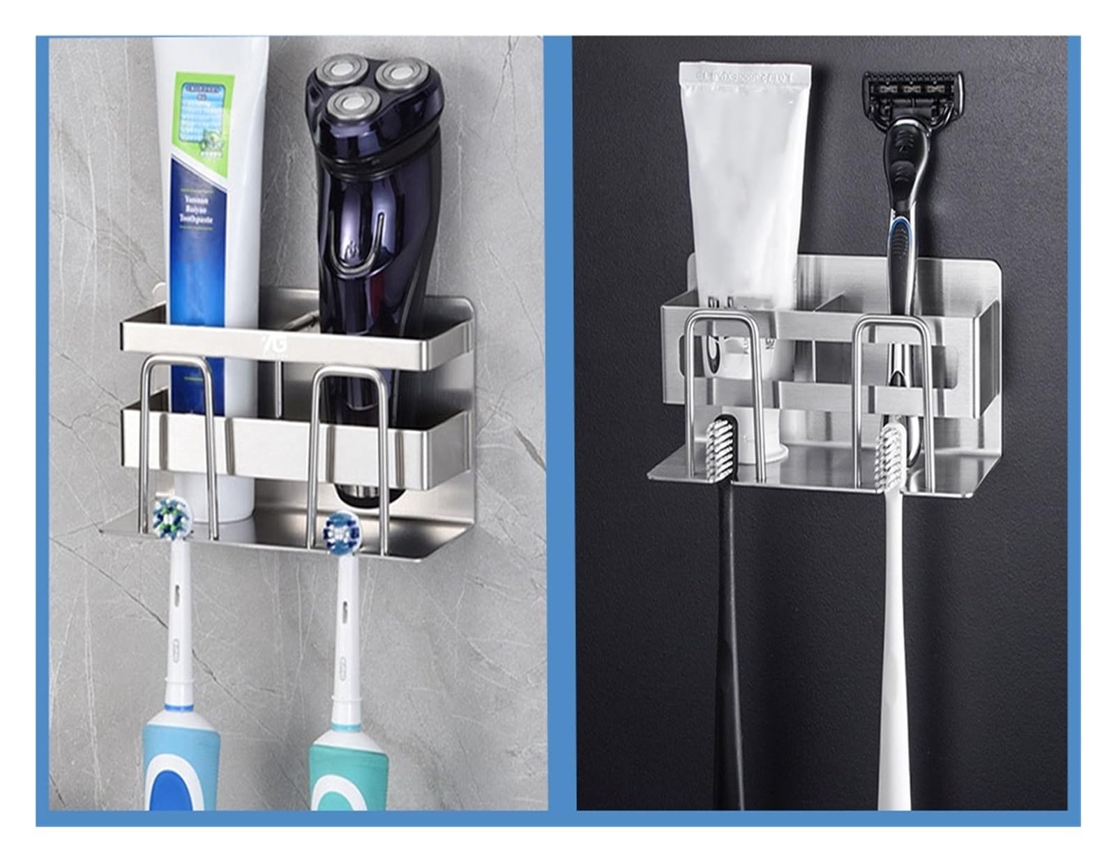Porte-Brosse à Dents et Porte-Dentifrice en Acier Inoxydable pour Les