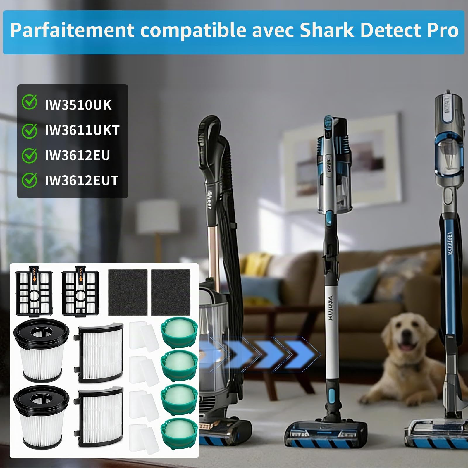 Kit de Filtres pour Shark IW3510UK、IW3611UKT、IW3612EU IW3612EUT Filtre HEPA