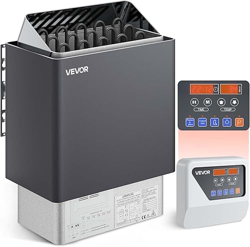 VEVOR Calentador de sauna, estufa eléctrica de sauna de 9KW 220V, calentador de sauna de baño de vapor con controlador digital externo, temporizador