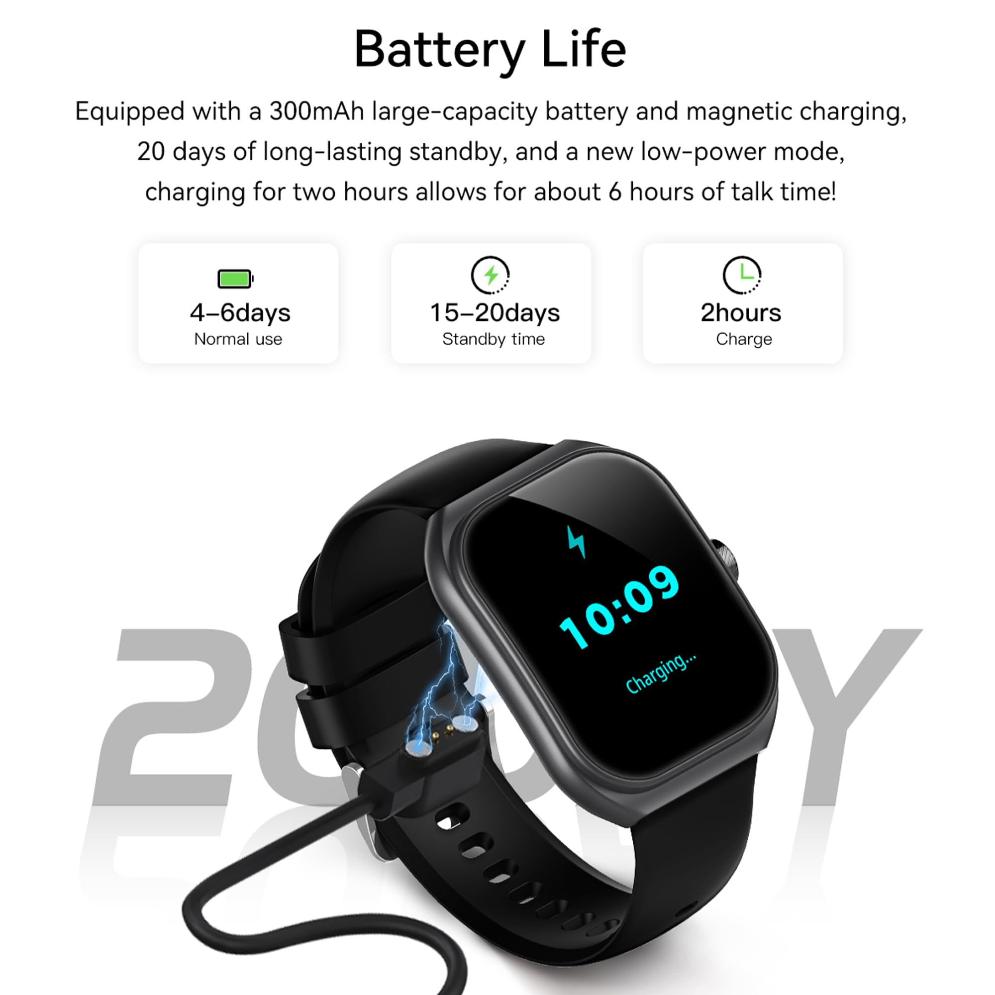 Reloj Inteligente Mujer con Llamadas, 2,01 Pulgada Smartwatch Hombre Deportivo con Podometro Pulsometro SpO2 Sueño Presion Arterial Actividad IP68 Reloj Digital para iOS Android (Negro)