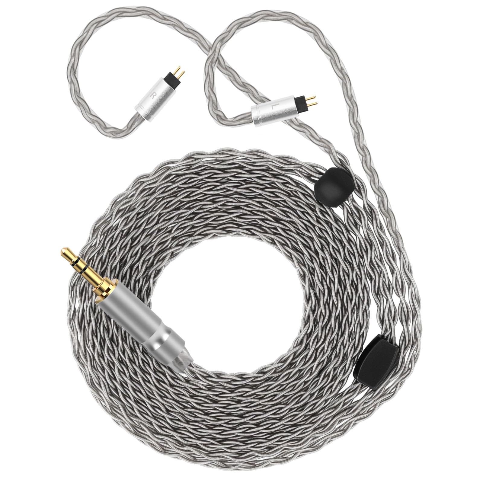 GEEKRIA Apollo Silver-Plated Copper IEM Upgrade Cable, 0.78mm 2-Pin to 3.5mm Replacement Cord, Compatible with 7Hz Zero:2, Orchestra Lite, Cadenza, Hype 4, Supermix 4, 6.5ft (2m)