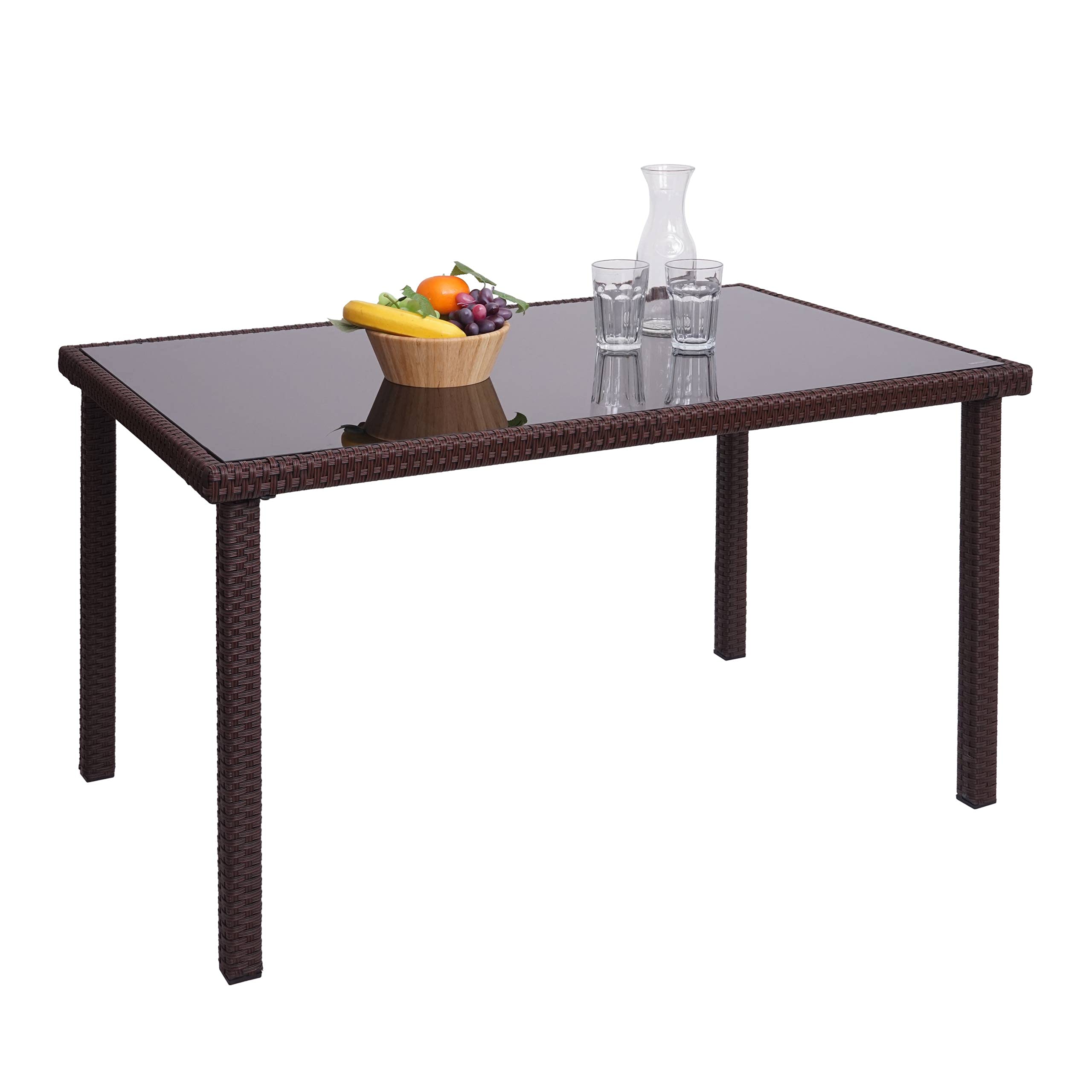Mendler Poly-Rattan Tisch HWC-G19 120x75cm - braun | Gartentisch, Balkontisch