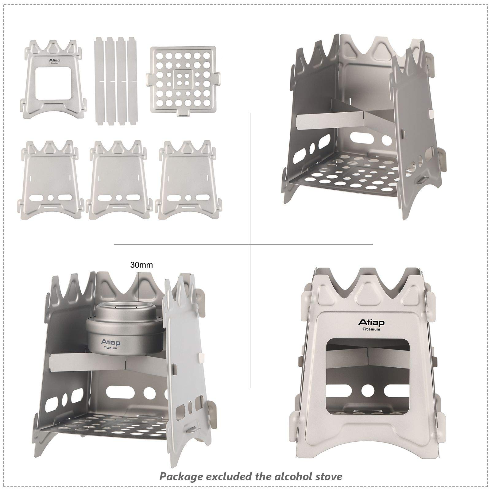 ATiAP Titanium Wood Burning Stove - Ultralight Campingkocher Für Outdoor Abenteuer