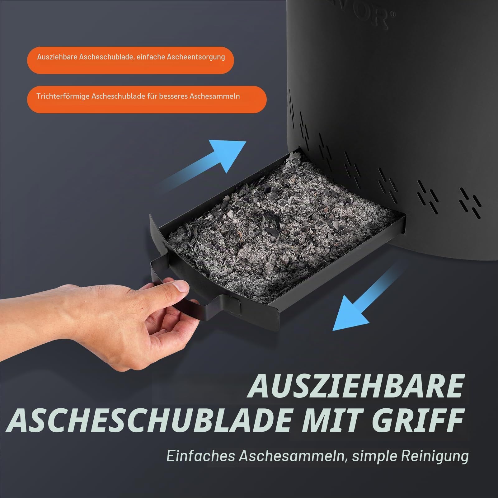 VEVOR Rauchfreier Feuerstellenofen, Lagerfeuer, H: 39,4 cm x Durchmesser: 39,6 cm, Holzkamine mit Abnehmbarer Aschepfanne, tragbare Feuerstelle aus Edelstahl SUS430