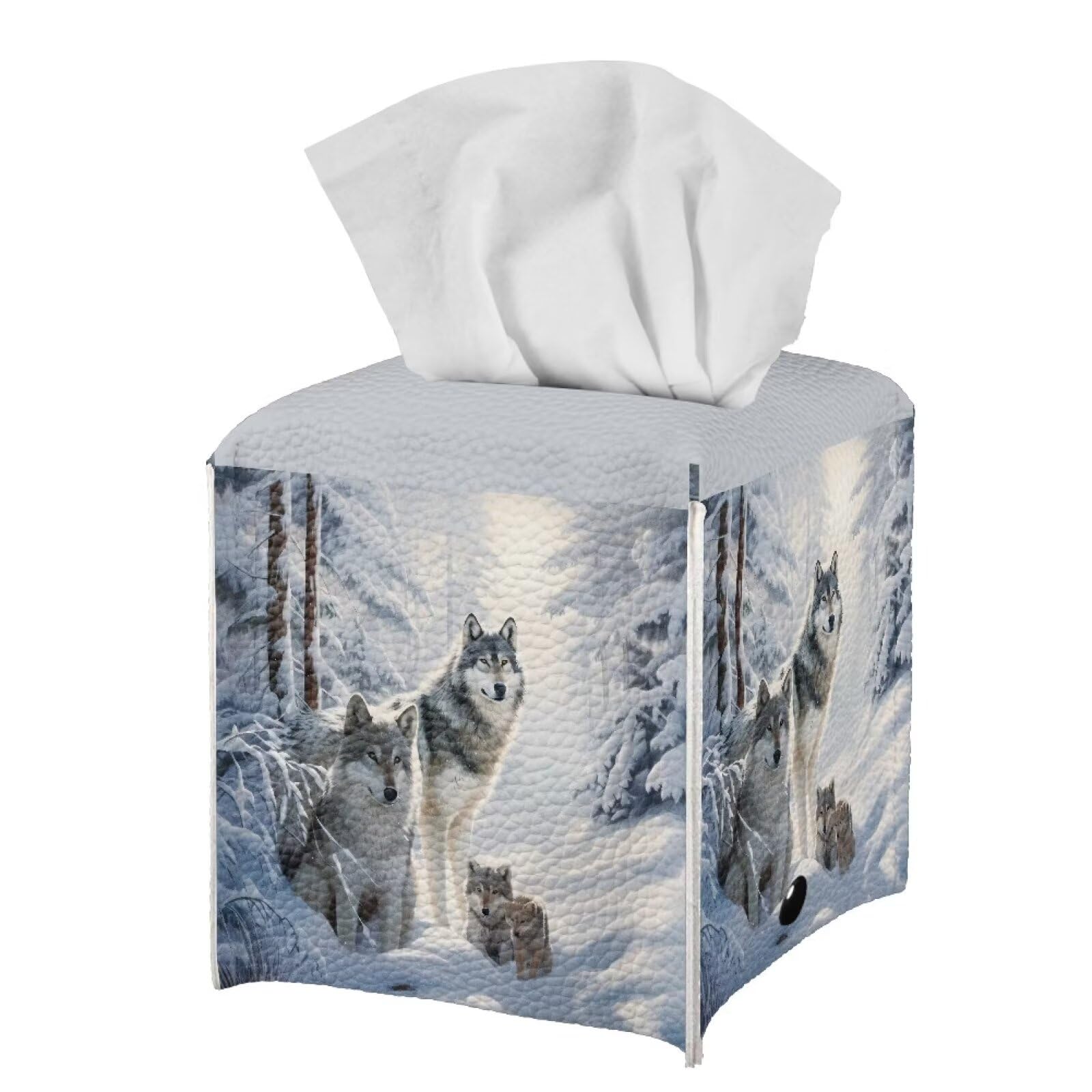 希少✤ DOUBLE SIDED TISSUE CASE COLOR: GRAY Amazon.com: ZOUTAIRONG Wolf Tissue Cover Leather Square Tissue Box