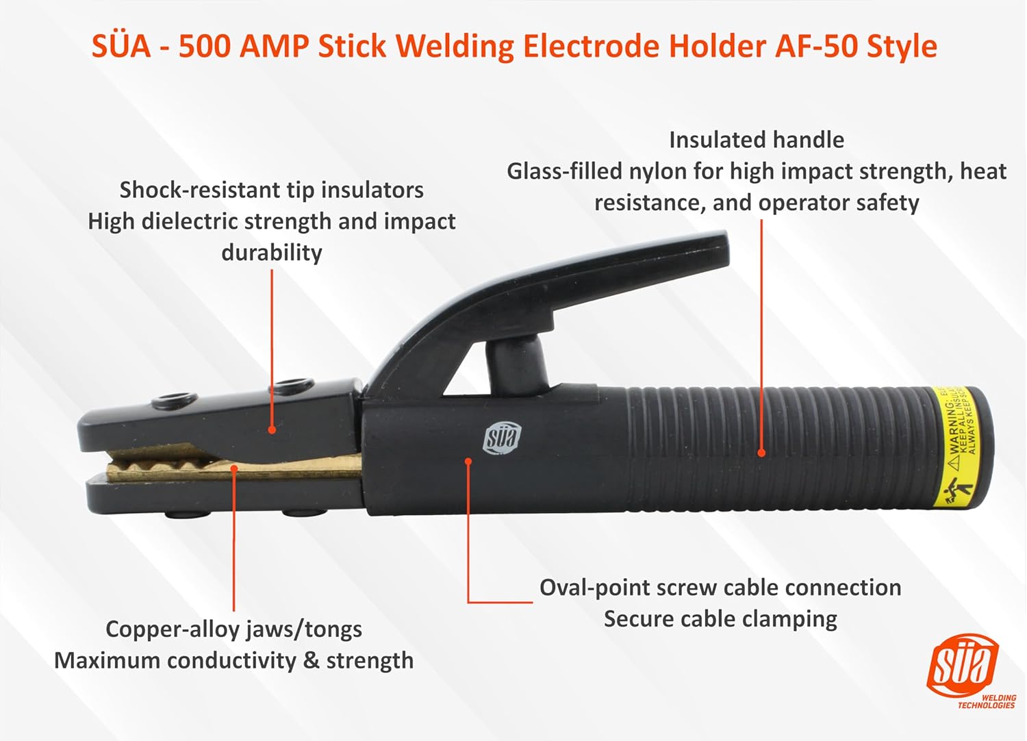 SÜA - 500 Amp Welding Leads Set Assembly - Terminal Lug Connector - 2/0 AWG 100% Copper Cable (50 FEET Each Lead)