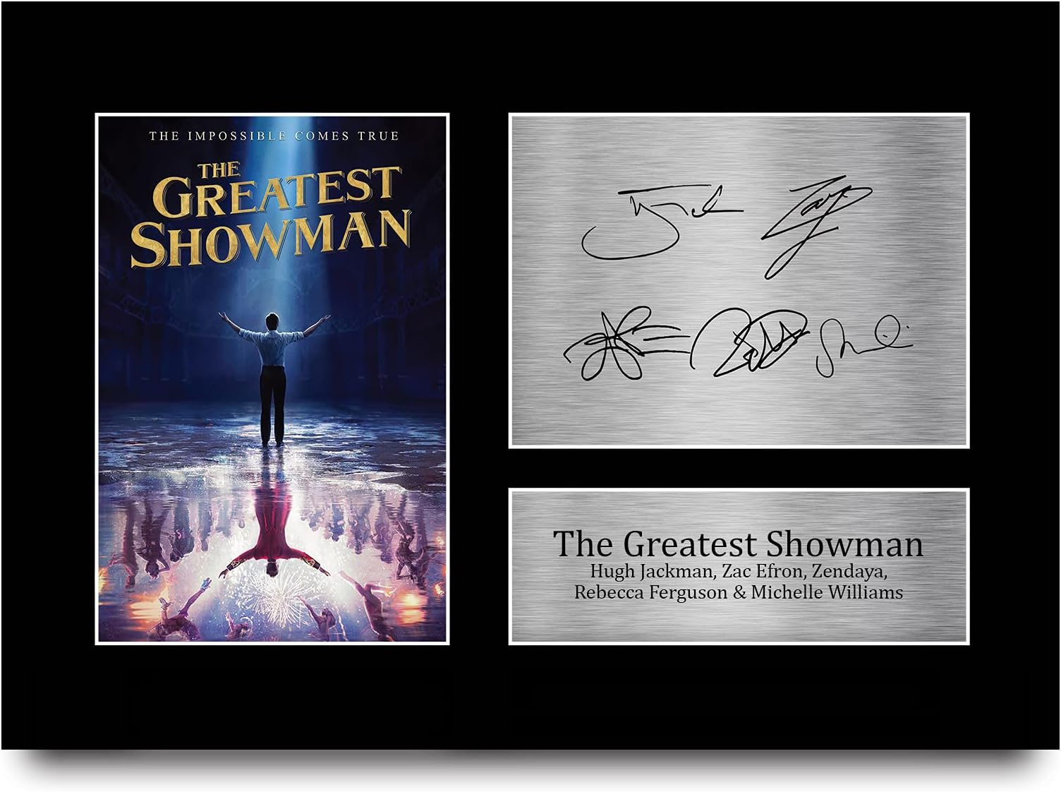 HWC Trading The Greatest Showman Gift Signed A4 Printed Autograph Hugh Jackman Zac Efron Zendaya Rebecca Ferguson Michelle Williams Gifts Print Photo Picture Display