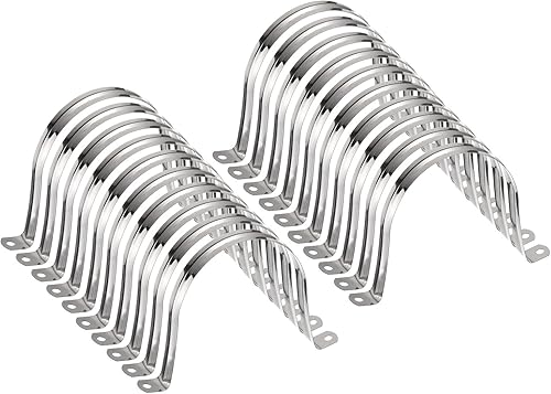 Miniatura 25 de HARFINGTON 10 abrazaderas de conducto de 3/16 pulgadas de 0.197 in, abrazadera de tubo M5 U, correa de tubo rígida de acero inoxidable, soporte