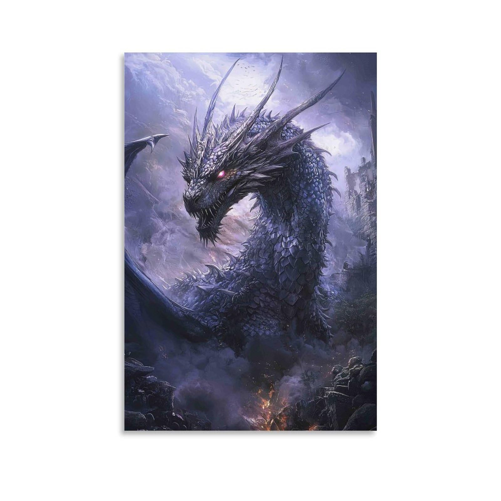 DHBANEIOK Dragon Fantasy Art Wall Decor Poster Canvas Prints Picture Modern Wall Art Picture Wall Hanging for Dining Room Kitchen Home Office Decor 24x36inch(60x90cm)