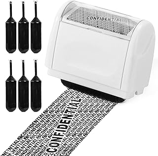 Identity Theft Protection Roller Stamps - Confidential Roller Stamp Including 6-Pack Free Refills, Anti Theft, Privacy & Security Stamp, Designed for ID Blackout Security