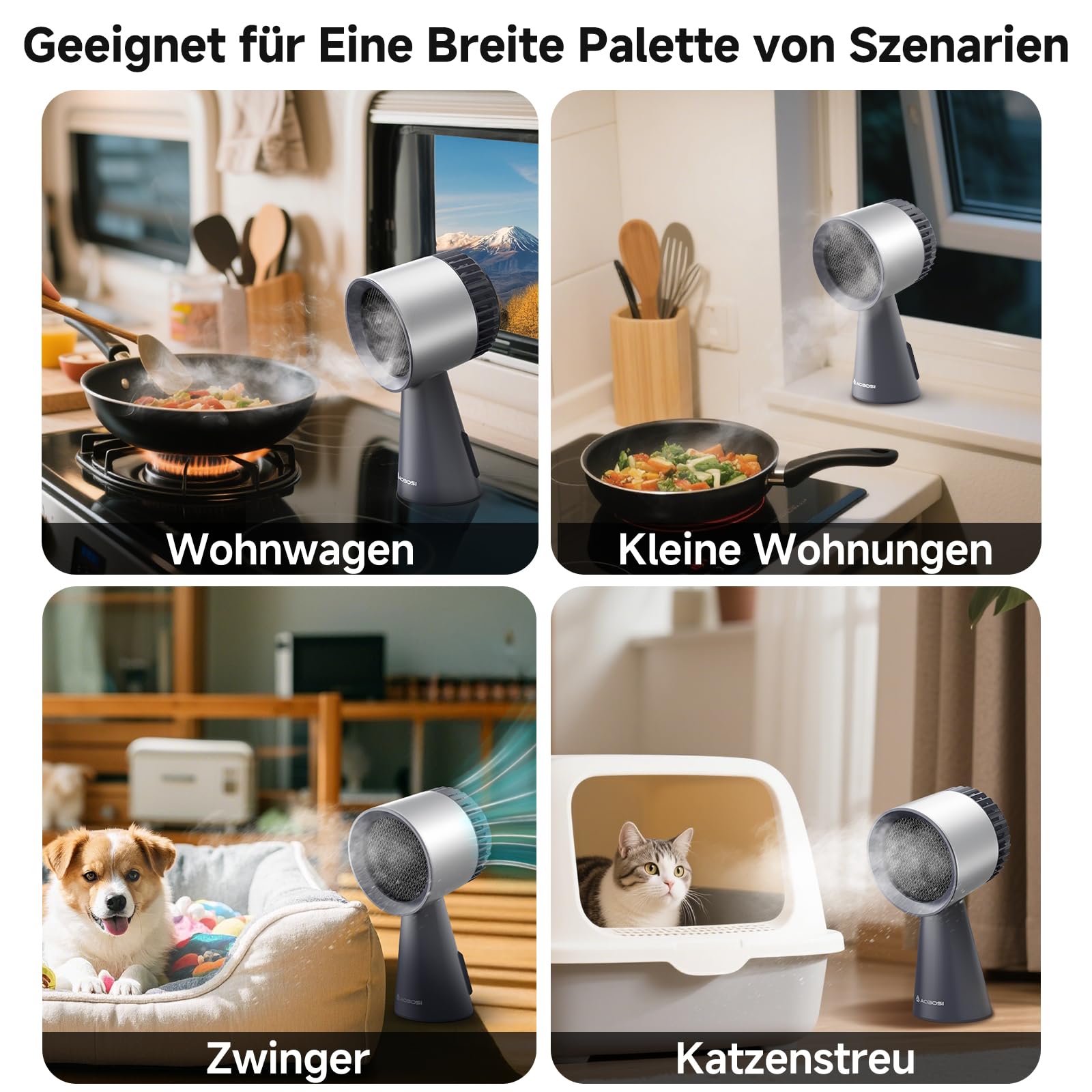 AAOBOSI Mini Dunstabzugshaube, Tragbare Abzugshaube mit Austauschbarem Filter, 3 Geschwindigkeiten, für BBQ, Kochen, Hot Pot, Camping, Wohnmobil, Küche
