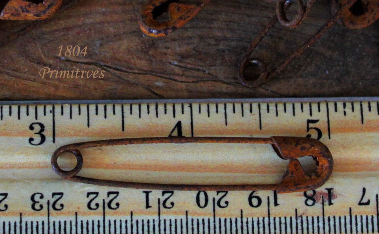 25 Large Primitive 2" Rusty Rusted Safety Pins Craft Supplies