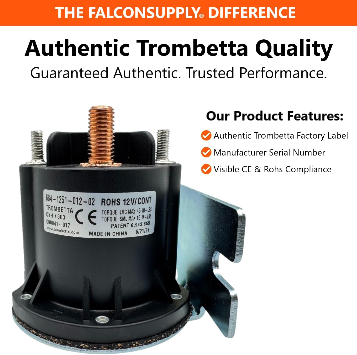 Genuine Trombetta 12V Continuous Solenoid Relay Kit for Hiniker, Pierce, Boss RT3 RT2, SnowDogg Snow Plow Motor Parts, Hydraulic Pump, RV Battery Isolator, Liftgate, Dump Trailer, Winch