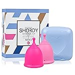 SHORDY Menstrual Cups Set of 2(Small+Large) with Box Soft Menstrual Cup & Flexible Period Cups for Women Upto 12 Hours Eco-Friendly & Safer Tampons Discs Pads Alternative Copa Menstrual (Pink)