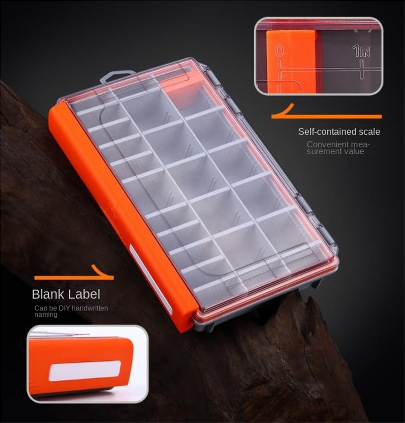 Fishing Walizka Skrzynka Wędkarska Wodoodporny Organizer Na Sprzęt Wędkarski Z Wyjmowanymi Przegródkami Study Lure Storage Box Tackle Box(Oranje)