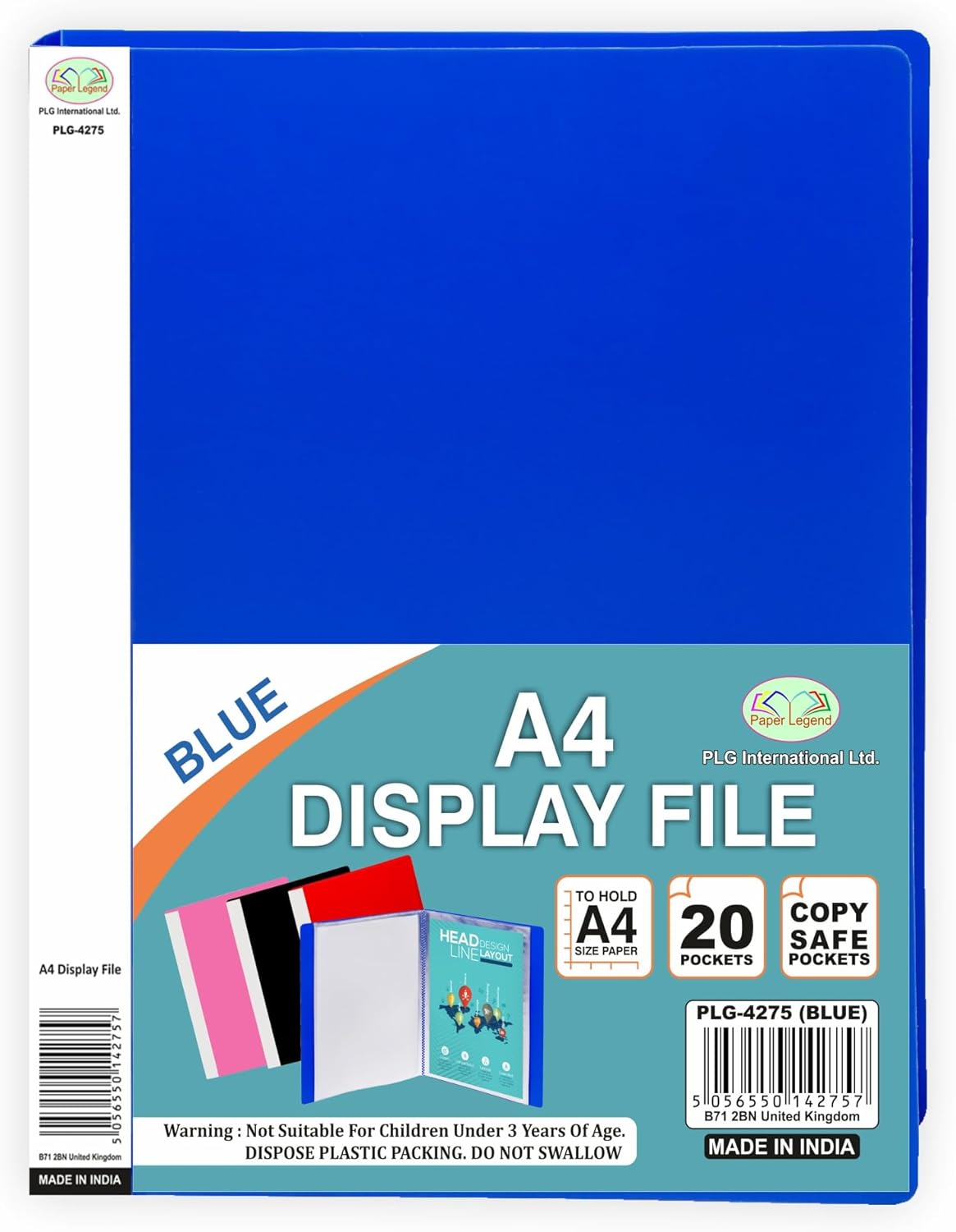 Pack of 12 A4 Display Folder 20 Pockets Project Display File with