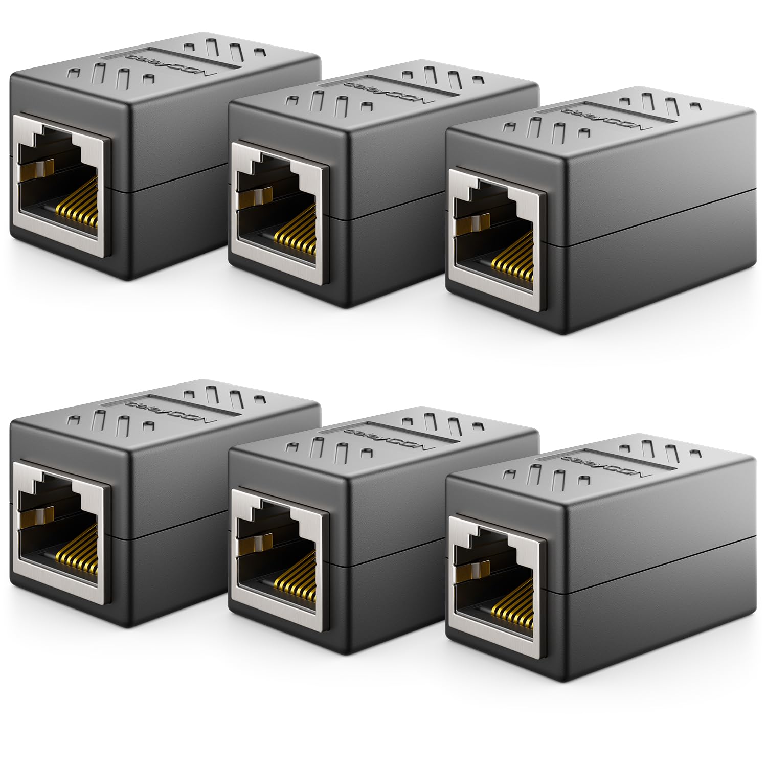 deleyCON RJ45 Kupplung – 6 Stück, geschirmt, CAT6, 1:1 Belegung