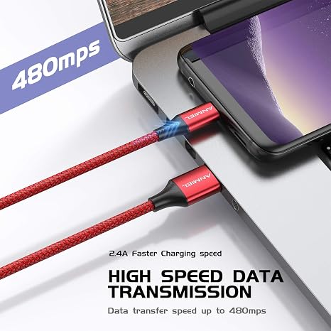 Micro USB Charger Cable 10ft,Android Charger Micro USB to USB A Nylon Braided Cord Compatible with Samsung Galaxy S6 S7 Edge Note 5, Kindle and More-Red