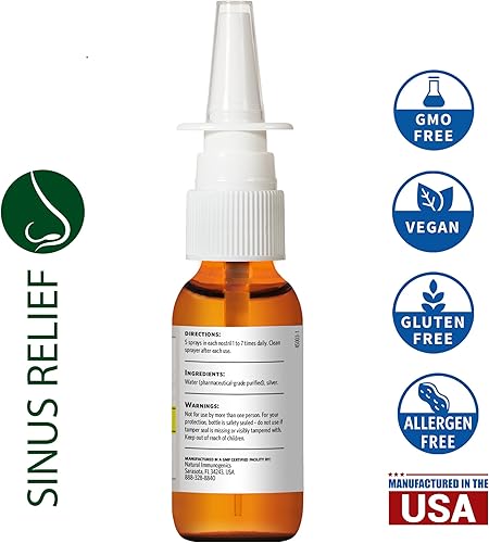 Miniatura 3 de Argentyn 23 Hydrosol de plata bio-activa profesional para alivio de los senos nasales  Plata coloidal  23 ppm, 1 onza (1.0fl oz), spray nasal natural