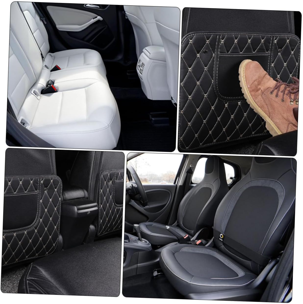 2pcs Leather Car Seat Back Protector Kick Mats Anti-Kick Pad for Boys and Girls Sturdy PU Cover for Protection Against Dirt Mud and Scratches