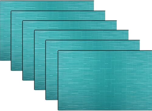 Miniatura 328 de PIGCHCY Juego de 6 manteles individuales beige de vinilo PVC duraderos para mesa de comedor, manteles individuales resistentes al calor, Beige -