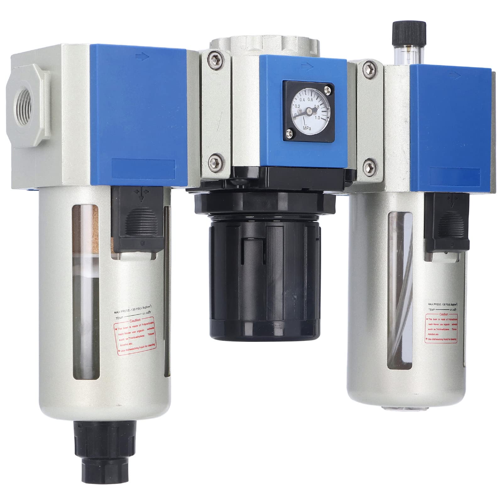 Garosa Filtro dell'Aria a 3 Stadi, Lubrificatore Regolatore di Pressione del Filtro dell'Aria in Lega di Alluminio, Filtrazione da 40 Micron o 5 Micron, Coppa 'olio da 160 CC, PT1 2 per Sistemi