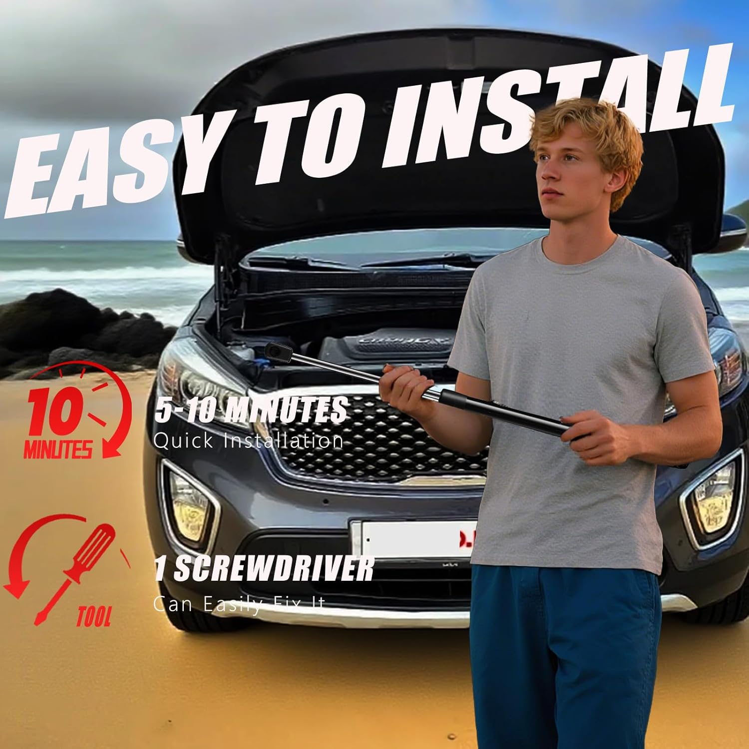 Vepagoo 6267 Front Hood Struts Shock Compatible with 2011-2015 Kia Sorento Base/EX Luxury/EX/LX/Limited/SX Sport Utility 4-Door Hood, Bonnet Lift Support Replacement 917082, D96267, SG350009