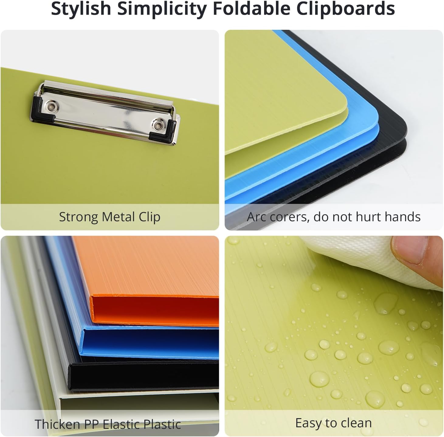 Foldable Clipboard, 5 Pack A4 Clipboard Folder with Pocket, File Cover Office Folder Clipboards, 360 Degree Foldable Binder Clipboards for Office, School or Medical Field, Green