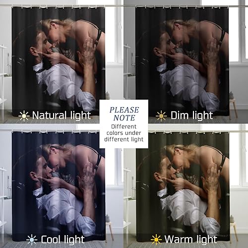 Miniatura 6 de TPHIHPT Cortina de ducha para parejas, diseño moderno de mediados de siglo, diseño de desnudos vivos, estilo Art Nouveau, sexy, lavable a máquina,