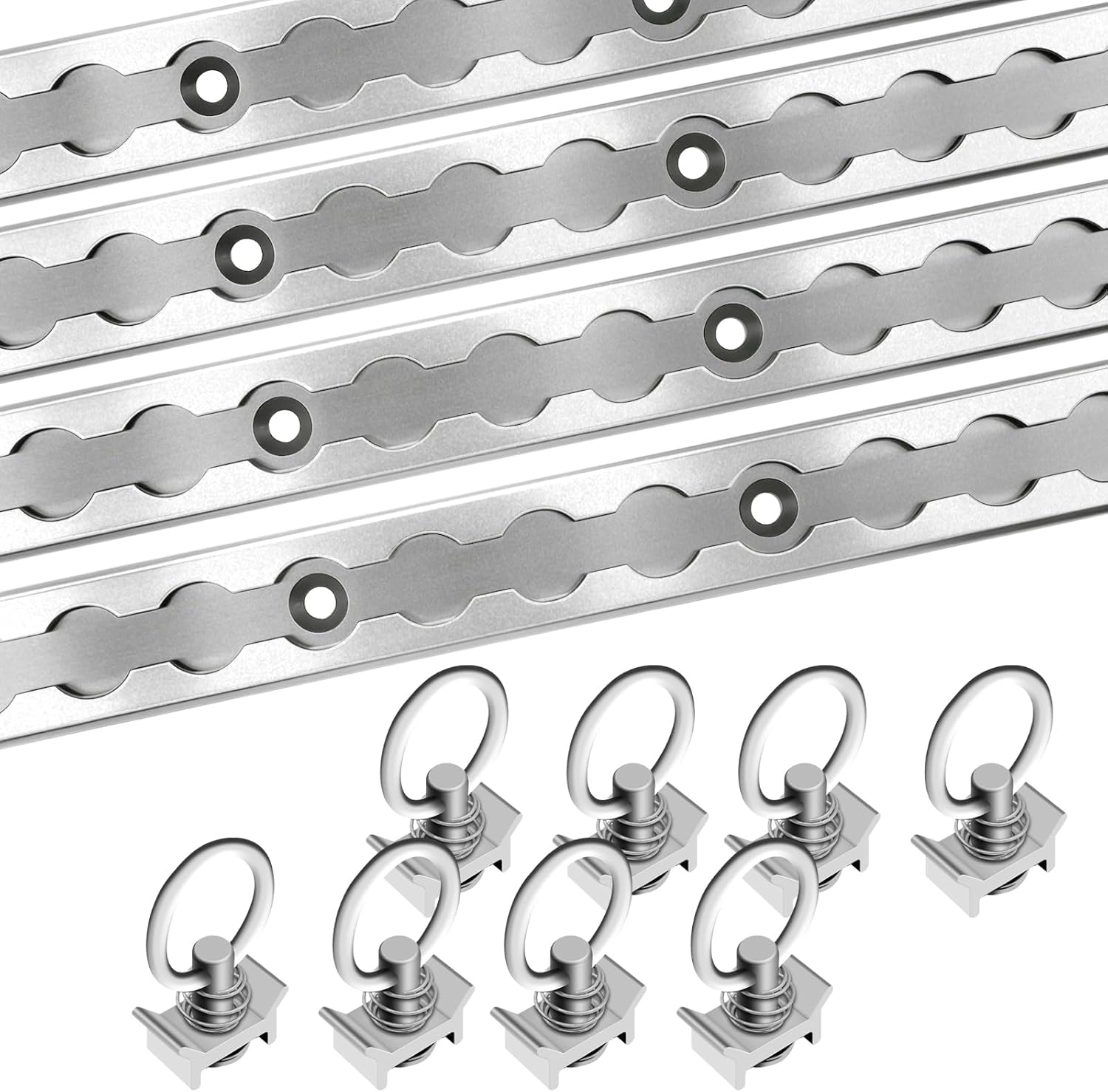 4 Pack 48" L-Track Rail Tie Down System Black, Truck Bed Rail System with L-Track Single Stud O-Ring Fittings, Aluminum LTrack Rail for Truck and Trailer to Secure Motorcycles