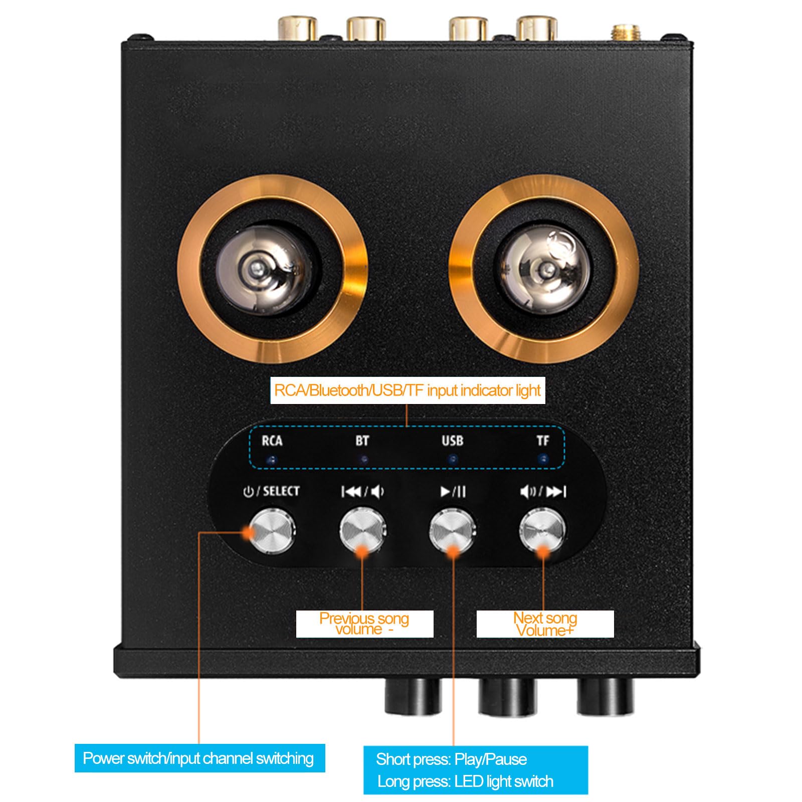 KEhtu Mini preamplificatore Stereo a valvole 5.0, Lettore USB, valvola a Vuoto 6K4 di Livello audiofilo, con Design Plug-in, Supporta l'ingresso per chiavetta USB e Scheda TF