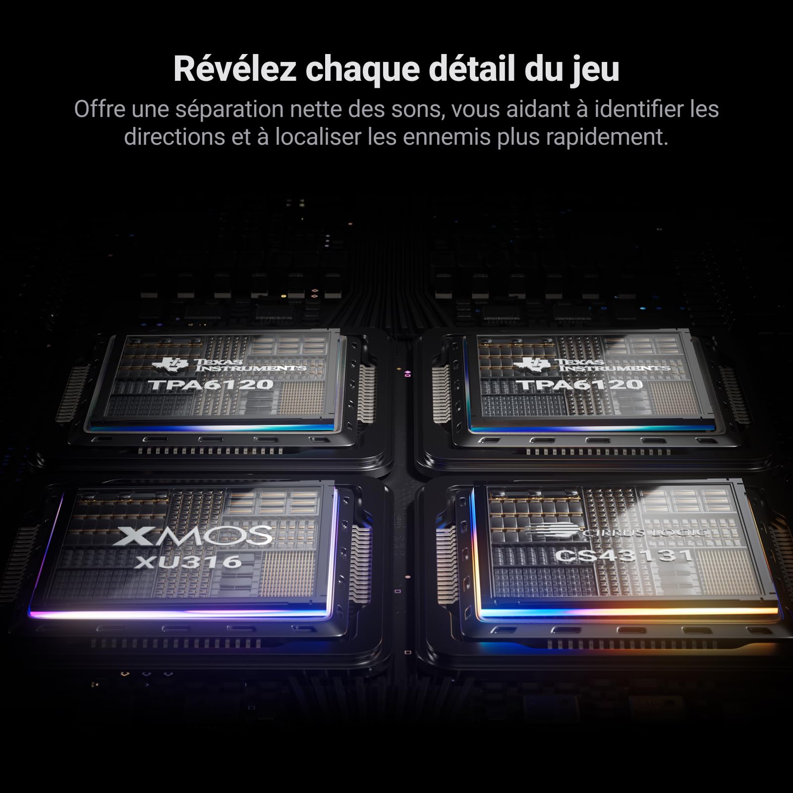 Fosi Audio C3 Gaming DAC, Carte Son Externe USB avec Footstep Enhancement et Son Surround 7.1, Microphone Antibruit pour Le Jeu FPS, Puce XMOS Hi-FI, PCM 384 kHz / DSD256 pour PC/PS5/Switch