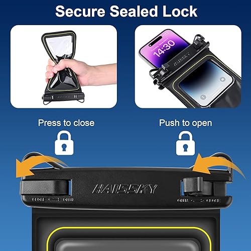 Miniatura 8 de Paquete de 2 bolsas flotantes impermeables para teléfono, bolsa seca flotante a prueba de agua para teléfono celular con cordón ajustable, funda